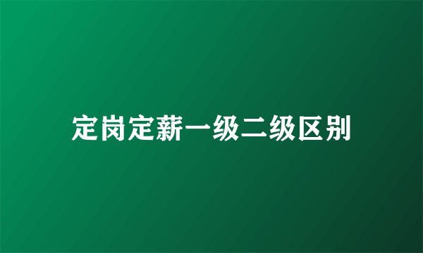 定岗定薪一级二级区别