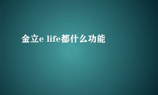 金立e life都什么功能