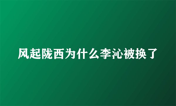 风起陇西为什么李沁被换了