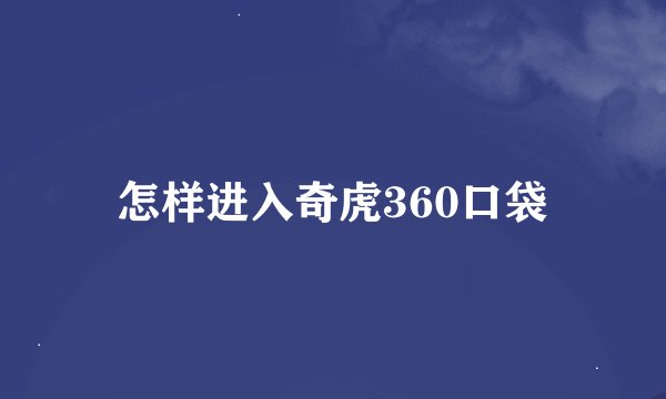 怎样进入奇虎360口袋