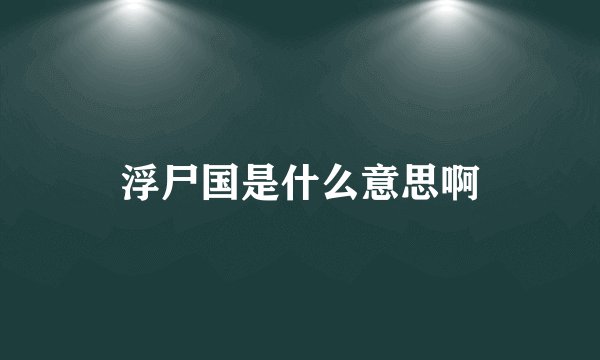 浮尸国是什么意思啊