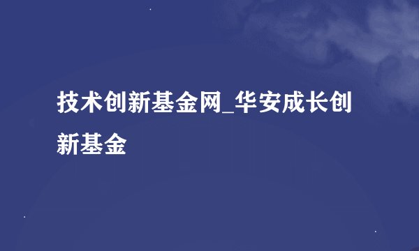 技术创新基金网_华安成长创新基金