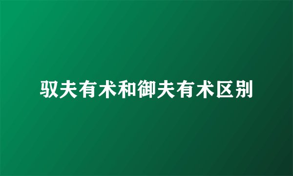 驭夫有术和御夫有术区别