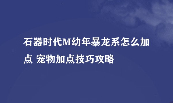 石器时代M幼年暴龙系怎么加点 宠物加点技巧攻略