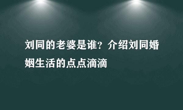 刘同的老婆是谁？介绍刘同婚姻生活的点点滴滴