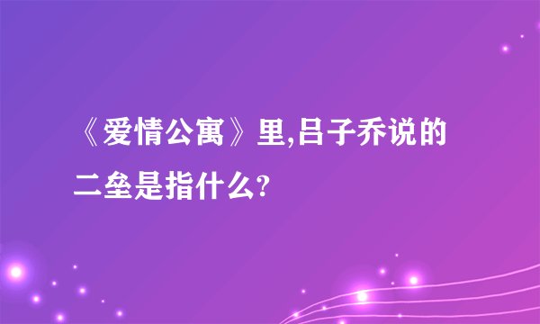 《爱情公寓》里,吕子乔说的二垒是指什么?