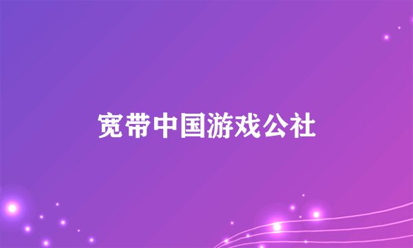 宽带中国游戏公社