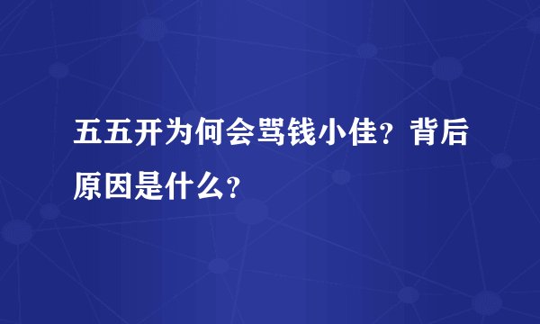 五五开为何会骂钱小佳？背后原因是什么？