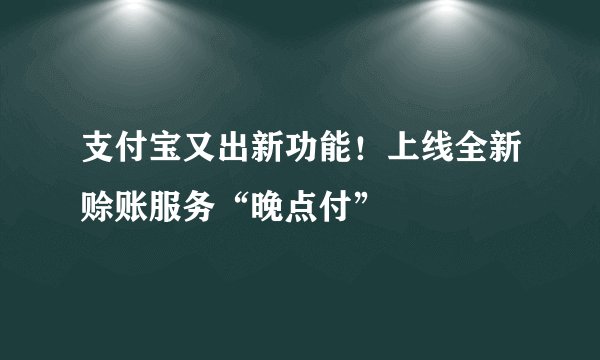支付宝又出新功能！上线全新赊账服务“晚点付”