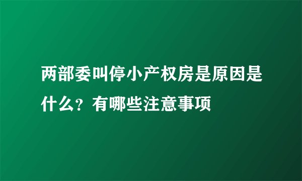 两部委叫停小产权房是原因是什么？有哪些注意事项