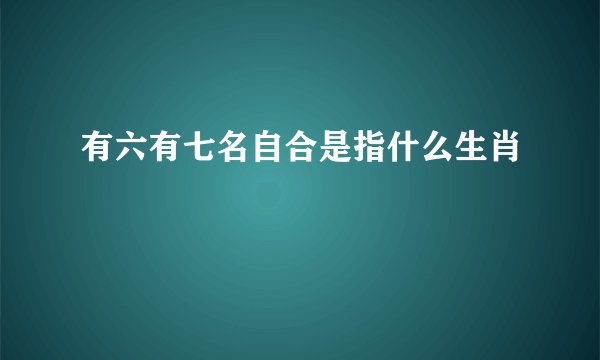 有六有七名自合是指什么生肖