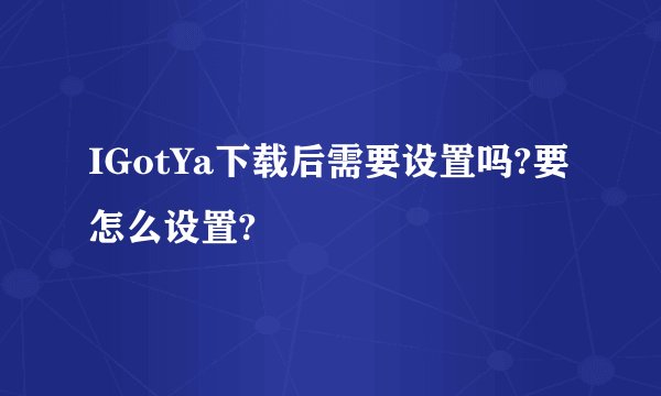 IGotYa下载后需要设置吗?要怎么设置?