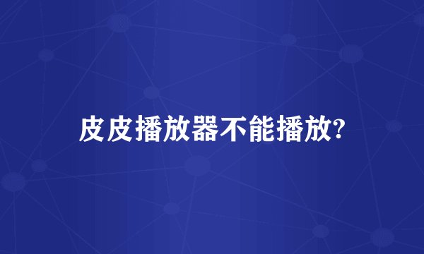 皮皮播放器不能播放?