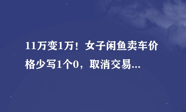 11万变1万！女子闲鱼卖车价格少写1个0，取消交易后被买家起诉索赔