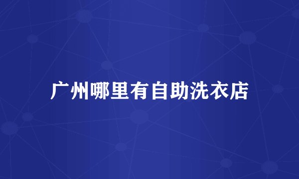 广州哪里有自助洗衣店