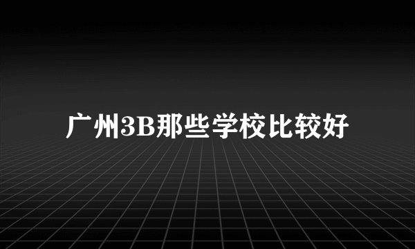 广州3B那些学校比较好