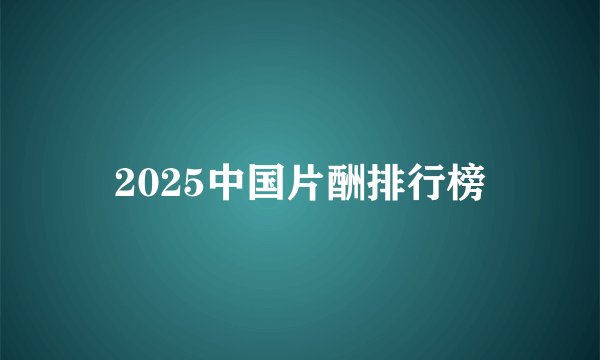 2025中国片酬排行榜