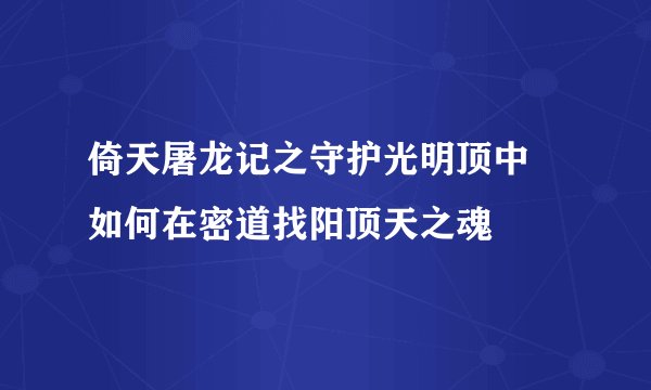 倚天屠龙记之守护光明顶中 如何在密道找阳顶天之魂