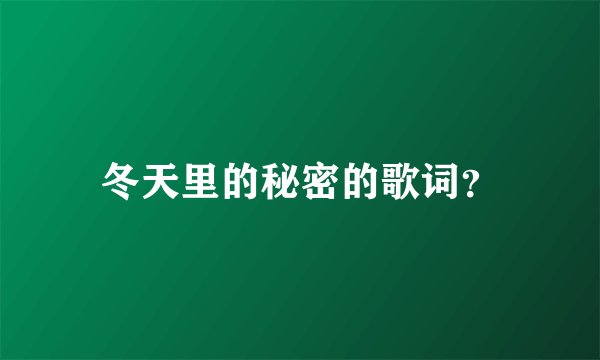 冬天里的秘密的歌词？