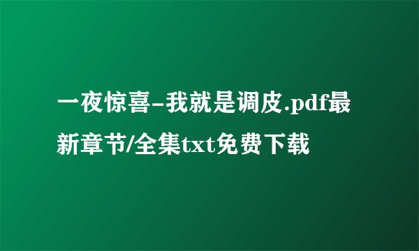 一夜惊喜-我就是调皮.pdf最新章节/全集txt免费下载