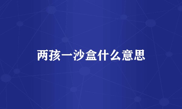 两孩一沙盒什么意思