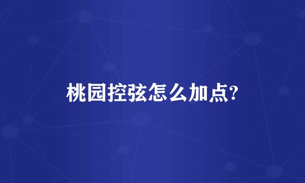 桃园控弦怎么加点?
