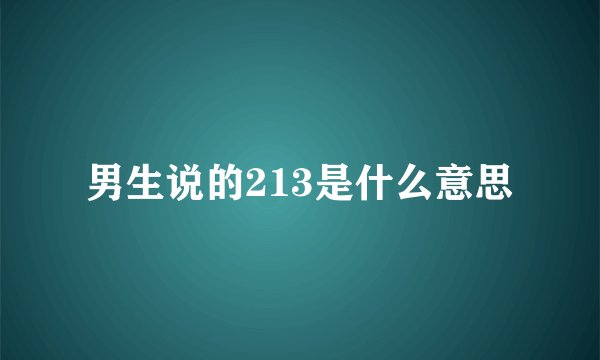 男生说的213是什么意思