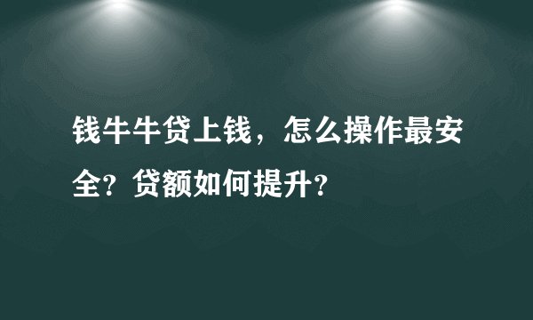 钱牛牛贷上钱，怎么操作最安全？贷额如何提升？