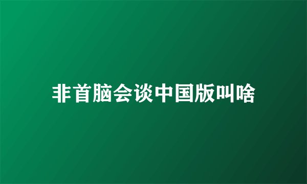 非首脑会谈中国版叫啥