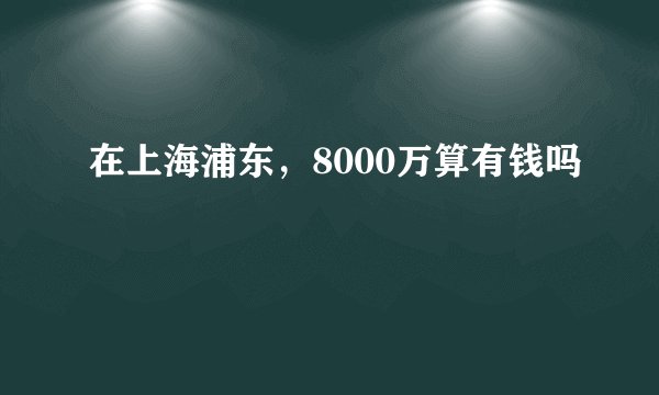 在上海浦东，8000万算有钱吗