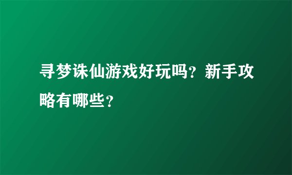 寻梦诛仙游戏好玩吗？新手攻略有哪些？