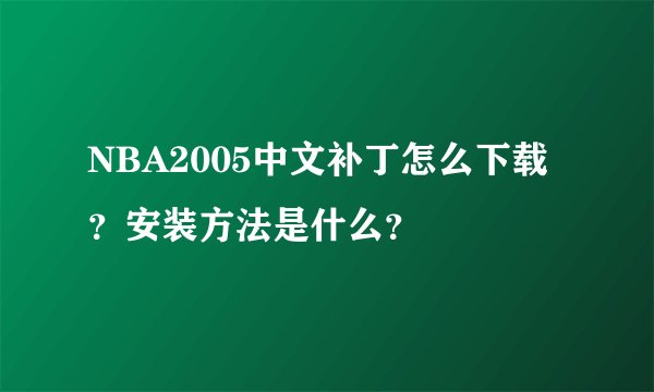 NBA2005中文补丁怎么下载？安装方法是什么？