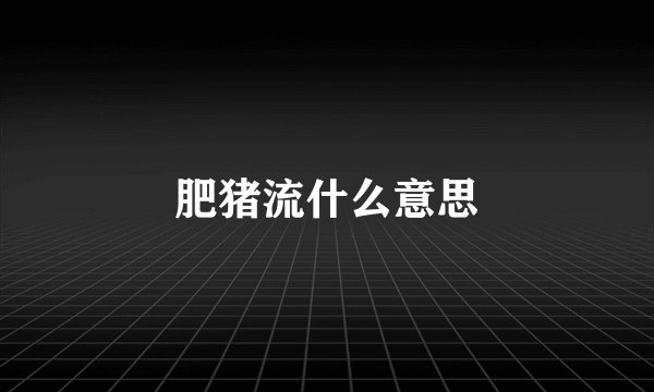 肥猪流什么意思