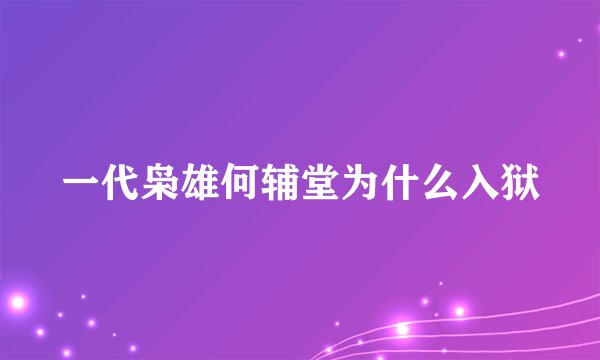 一代枭雄何辅堂为什么入狱