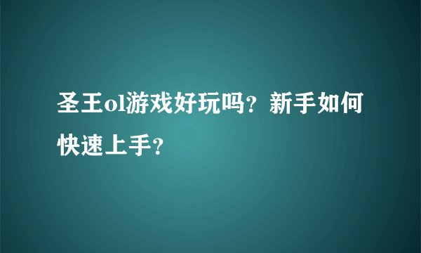 圣王ol游戏好玩吗？新手如何快速上手？
