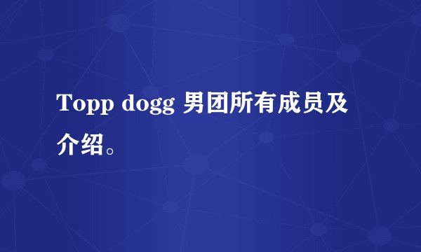 Topp dogg 男团所有成员及介绍。