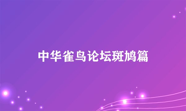 中华雀鸟论坛斑鸠篇