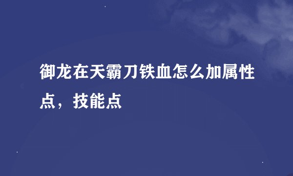 御龙在天霸刀铁血怎么加属性点，技能点