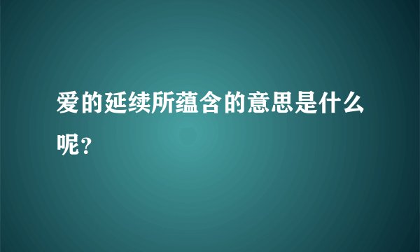 爱的延续所蕴含的意思是什么呢？