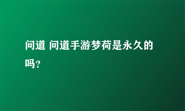 问道 问道手游梦荷是永久的吗？