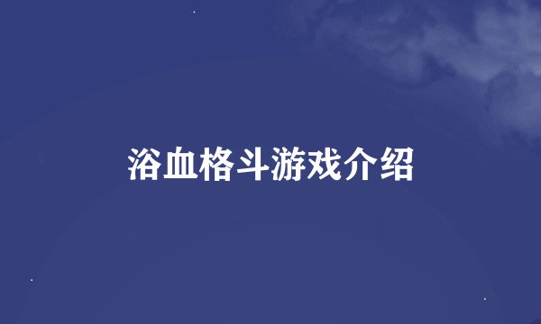 浴血格斗游戏介绍