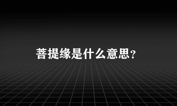 菩提缘是什么意思？