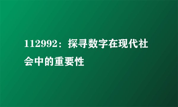 112992：探寻数字在现代社会中的重要性
