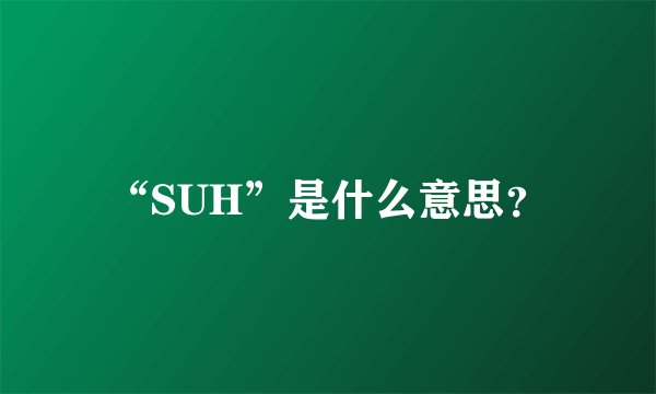 “SUH”是什么意思？