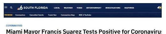 迈阿密市长确诊 曾接触过巴西总统媒体部门负责人