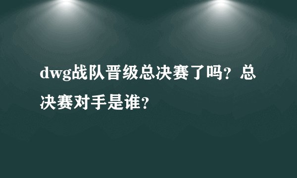 dwg战队晋级总决赛了吗？总决赛对手是谁？