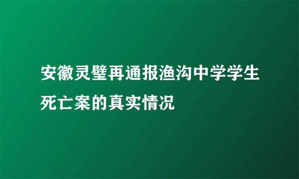安徽灵璧再通报渔沟中学学生死亡案的真实情况