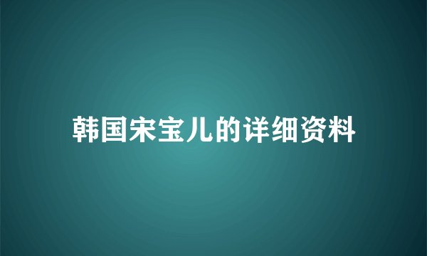 韩国宋宝儿的详细资料