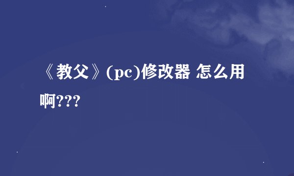 《教父》(pc)修改器 怎么用啊???