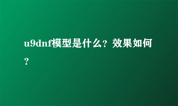 u9dnf模型是什么？效果如何？
